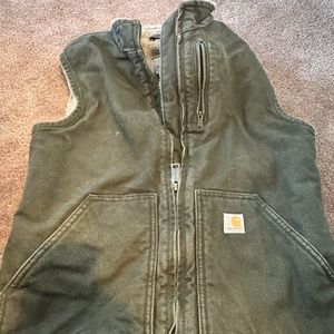 WOMEN'S RELAXED FIT WASHED DUCK SHERPA LINED MOCK NECK VEST Xs